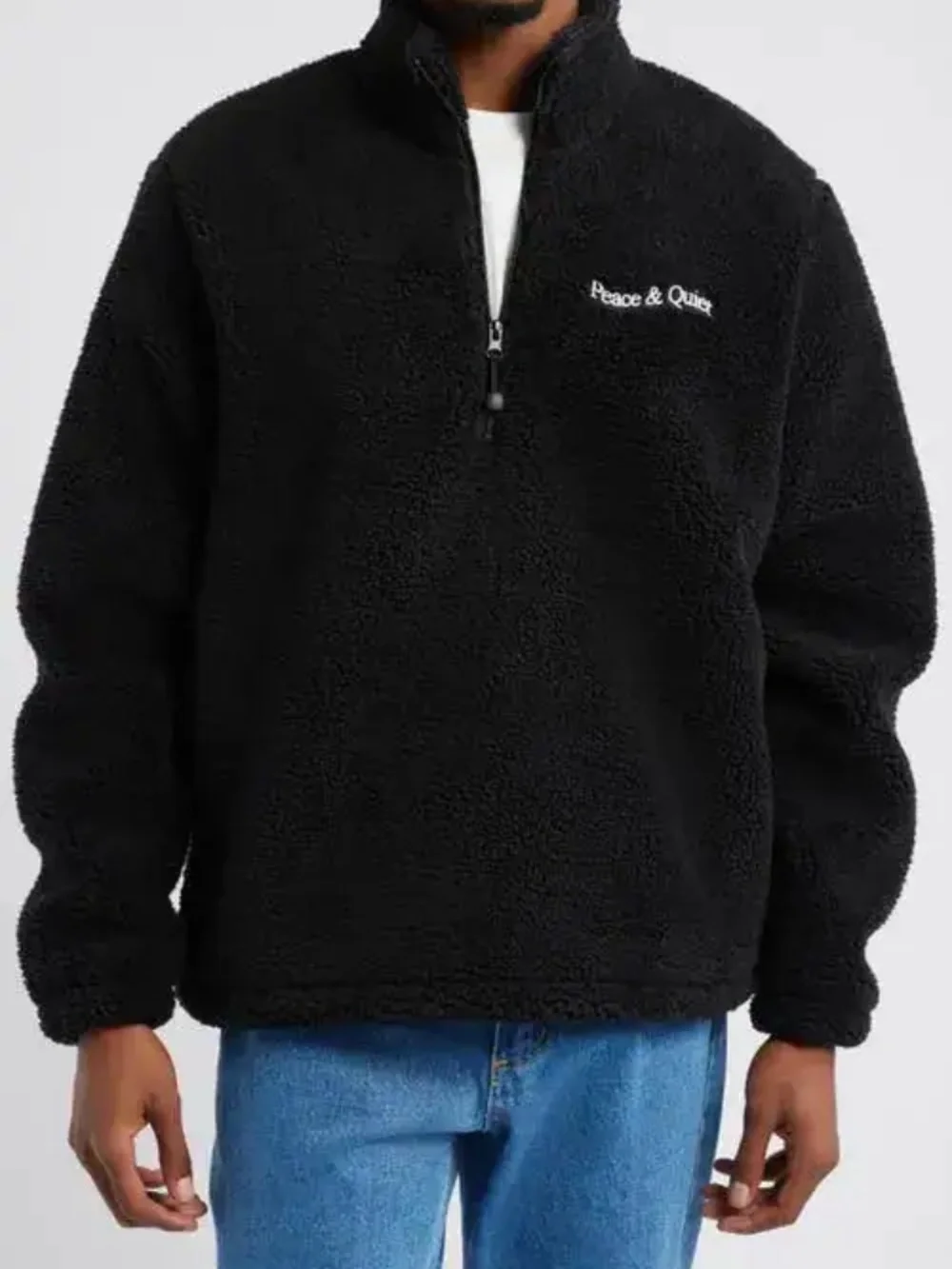 MUSEUM OF PEACE & QUIET  Wordmark Quarter Zip Fleece Pullover - size XL - NWT